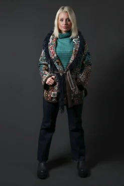 Sfizio Knitwear|Jumpers^Striped Turtleneck Sweater in Teal Green