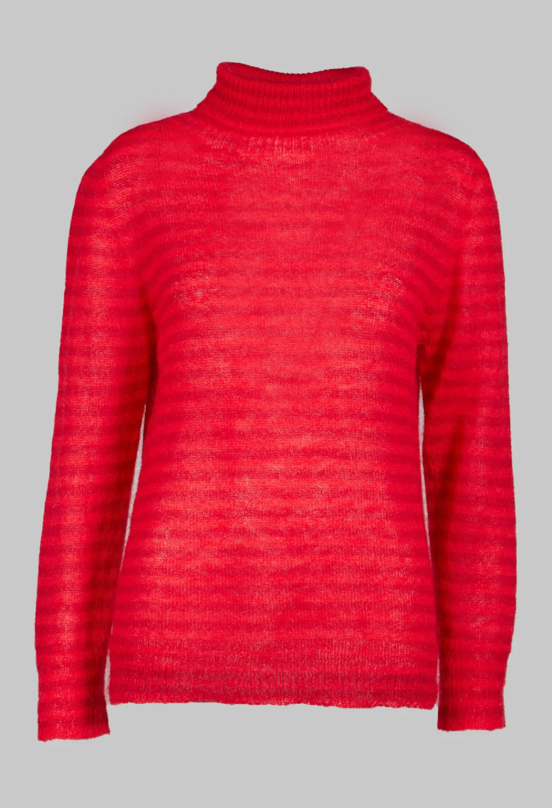 Sfizio Knitwear|Jumpers^Striped Turtleneck Sweater in Adrenaline Red