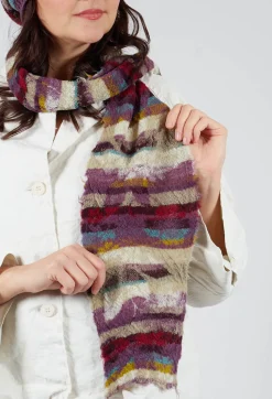 Butapana Scarves^Striped Wool Scarf in Iris