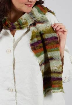 Butapana Scarves^Striped Wool Scarf in Olive