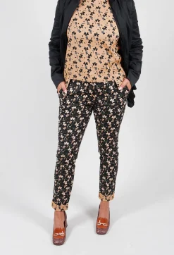 IXOS Co-ords & Suits^Structured Straight Leg Trousers with Print in Nero / Biscotto