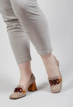 Chie Mihara Boots^Suin Heel in Brown Print