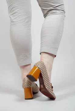 Chie Mihara Boots^Suin Heel in Brown Print