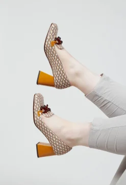 Chie Mihara Boots^Suin Heel in Brown Print