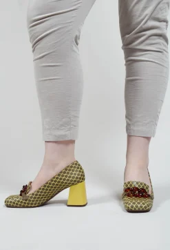 Chie Mihara Boots^Suin Heel in Lemon and Green