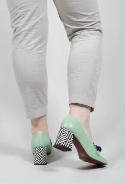Chie Mihara Boots^Suleiko Heel in Mint Black and White