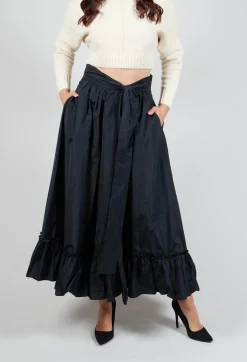 Beatrice B Skirts^Taffeta Frill Hem Skirt in Black