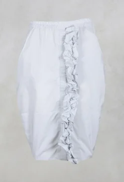 Les Filles d'Ailleurs Skirts^Taffeta Skirt with Ruffle Front in Grey Pinstripe