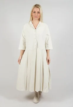 Album Di Famiglia Dresses^Tailored Collar Dress V in Off White
