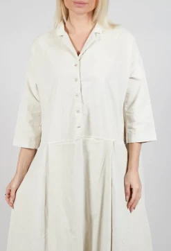Album Di Famiglia Dresses^Tailored Collar Dress V in Off White