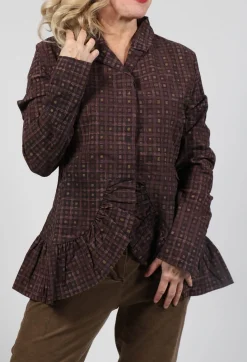 Rundholz Black Label Jackets^Tailored Jacket with Peplum Hem in Brown Check