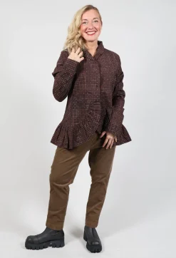 Rundholz Black Label Jackets^Tailored Jacket with Peplum Hem in Brown Check