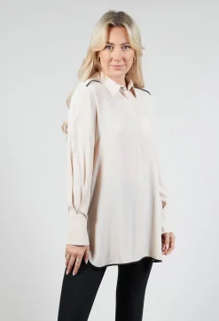 Beatrice B Shirts & Blouses^Tailored Shirt with Contrast Piping  in Stone