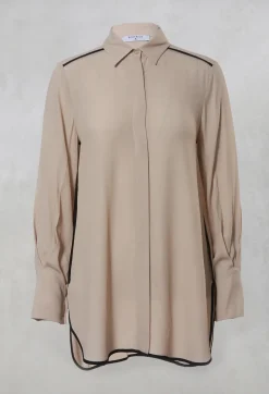 Beatrice B Shirts & Blouses^Tailored Shirt with Contrast Piping  in Stone