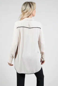 Beatrice B Shirts & Blouses^Tailored Shirt with Contrast Piping in Stone