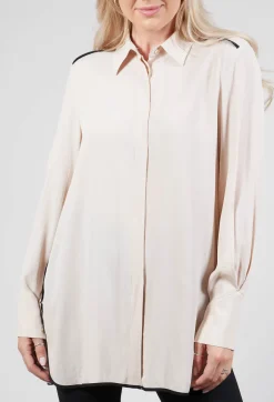 Beatrice B Shirts & Blouses^Tailored Shirt with Contrast Piping in Stone