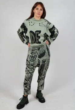 Rundholz Black Label Trousers^Tapered Leg Drop Crotch Trousers in Defender Big Print