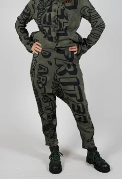 Rundholz Black Label Trousers^Tapered Leg Drop Crotch Trousers in Camp Big Print