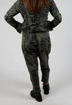 Rundholz Black Label Trousers^Tapered Leg Drop Crotch Trousers in Camp Big Print