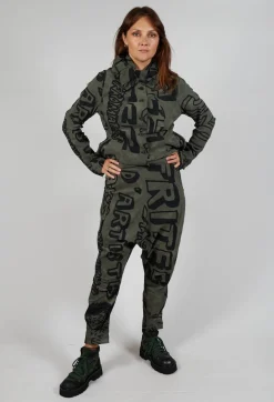 Rundholz Black Label Trousers^Tapered Leg Drop Crotch Trousers in Camp Big Print