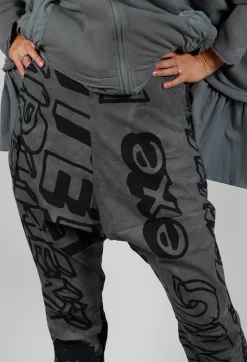 Rundholz Black Label Trousers^Tapered Leg Drop Crotch Trousers in Rock Big Print