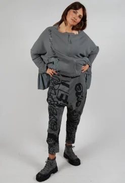 Rundholz Black Label Trousers^Tapered Leg Drop Crotch Trousers in Rock Big Print