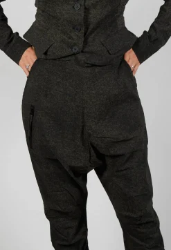 Rundholz Black Label Trousers^Tapered Leg Drop Crotch Trousers in Jungle Print