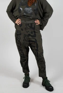 Rundholz Black Label Trousers^Tapered Leg Drop Crotch Trousers in Jungle Big Print