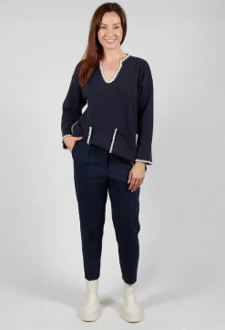 Mei Meij Trousers^Tapered Leg Jersey Trousers in Blue Nights