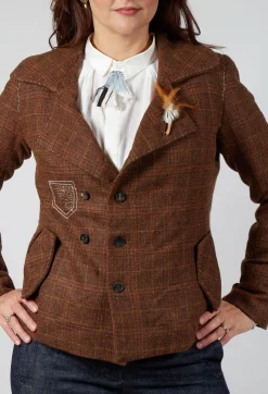 Umit Unal Jackets^Tartan Blazer in Original Brown