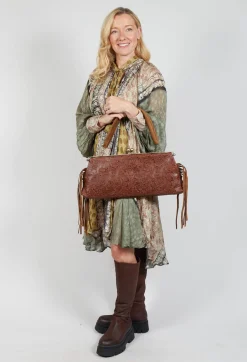 Le Daf Bags^Texas Fringe Bag in Brown
