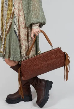 Le Daf Bags^Texas Fringe Bag in Brown