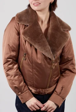 Dom Goor Coats^Textile Biker Coat in Amber