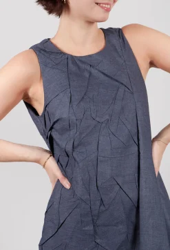 Stefano Mortari Dresses^Textured Asymmetric Hem Dress in Blue
