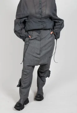 Rundholz Dip Trousers^Textured Baggy Trousers in Coal Mel