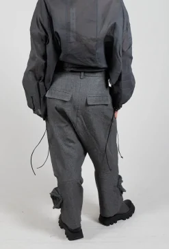 Rundholz Dip Trousers^Textured Baggy Trousers in Coal Mel