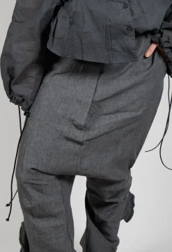 Rundholz Dip Trousers^Textured Baggy Trousers in Coal Mel