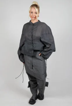 Rundholz Dip Trousers^Textured Baggy Trousers in Coal Mel