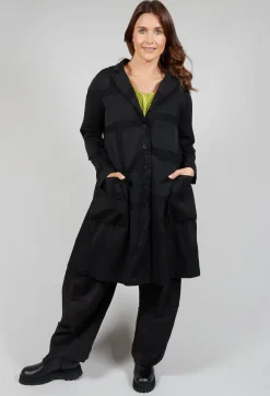 Elli Jackets^Textured Button Up Coat in Black