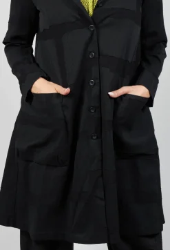 Elli Jackets^Textured Button Up Coat in Black