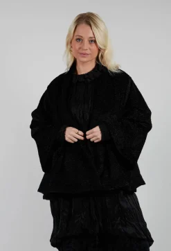 Amici Coats^Textured Cape in Black