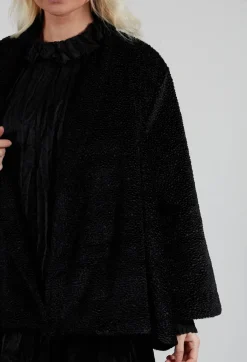 Amici Coats^Textured Cape in Black