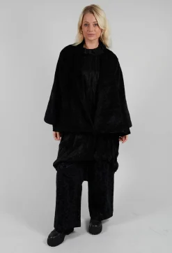 Amici Coats^Textured Cape in Black