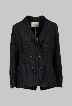 Marc Point Jackets^Textured Double Breasted Jacket in Black