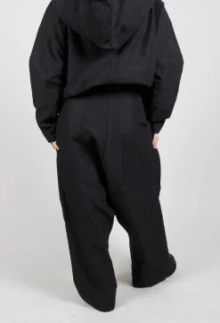 Rundholz Dip Trousers^Textured Drop Crotch Trousers in Black Mel