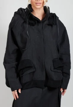 Rundholz Dip Jackets^Textured High Neckline Jacket in Black Mel