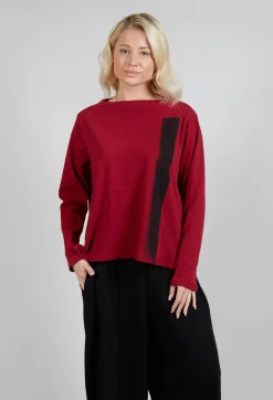 Moyuru Tops^Textured Longsleeve Top in Red