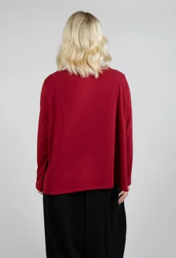 Moyuru Tops^Textured Longsleeve Top in Red