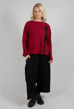 Moyuru Tops^Textured Longsleeve Top in Red