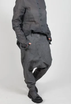Rundholz Dip Trousers^Textured Straight Leg Trousers in Coal Mel